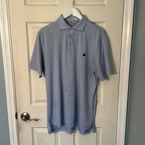 Peter Millar Blue and White Striped Polo Shirt